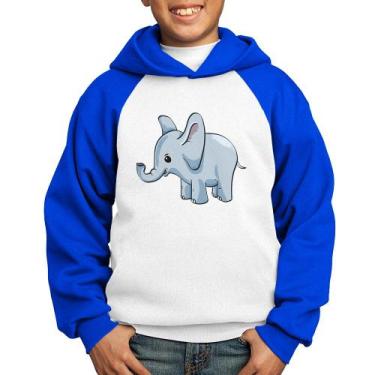 Imagem de Moletom Infantil Elefante Bebê - Foca na Moda, Branco, Azul, 2