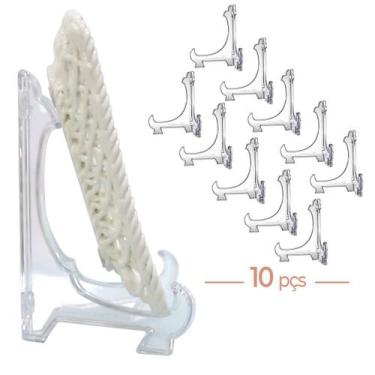 Imagem de Kit 10 Peças Suporte P/ Pratos Acrílico Transparente 12,5cm