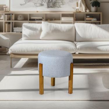 Imagem de Puff Decoração Sala Pés Madeira Cinza - Rede Móveis