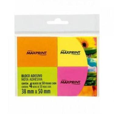 Imagem de Bloco Adesivo 50x38mm 4 blocos com 50 Folhas Cada Neon Maxprint