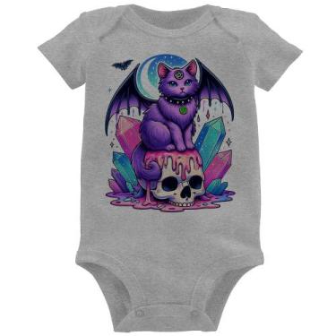 Imagem de Body Bebê Gato Gótico Arte - Foca na Moda, Cinza, GG