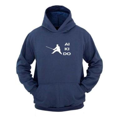Imagem de Moletom Masculino Canguru Capuz Estampa Aikido Confortável - Ragor, GG