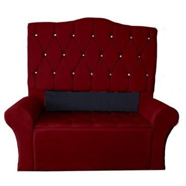 Imagem de Kit Cabeceira + Recamier Luxo Com Botões Strass Estofada Super King 19