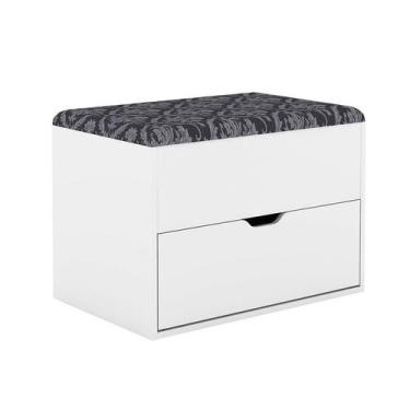 Imagem de Puff Baú Organizador 68x49,5x45 cm Branco Tecido 369 - Tecnomobili