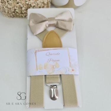 Imagem de Kit Pajem Daminha Infantil com laço de cabelo kit Suspensório e Tags e