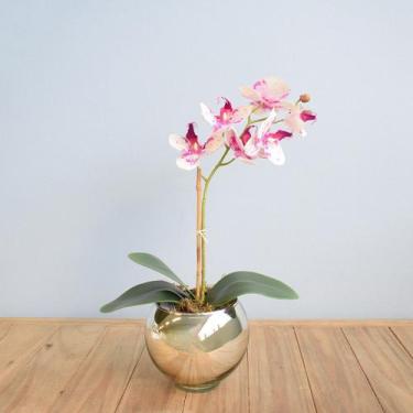 Imagem de Arranjo Orquídea Artificial Tigre no Vaso Prateado  Formosinha