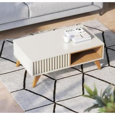 Imagem de Mesa de Centro Jeri Com Nicho Interno Off White/ Freijó - Colibri