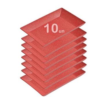 Imagem de 10un Petisqueira travessa Retangular 28cm servir Vermelho - Evo