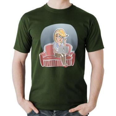 Imagem de Camiseta Algodão Home Office - Foca na Moda, Musgo, M