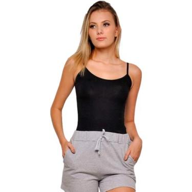 Imagem de Regata Feminina Básica Adulta de Alça Fina Preta - Abafarto, M, Preto
