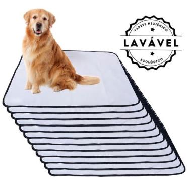 Imagem de Kit com 12 Fraldas de Câes p/Chão 100x70 Branco com borda Preta 200 La