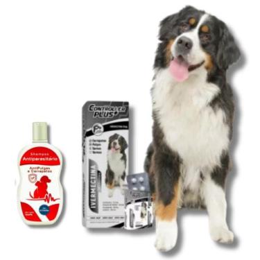 Imagem de Anti Pulgas Carrapato Verme Sarna Cão 30kg 48 Comp + shampoo - control