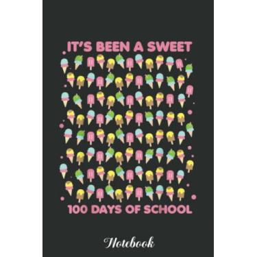 Imagem de Ice Cream Cone 100 Days Of School Teacher Gift: Funny 100 Days Of School Gift Lined Notebook Confetti Writing Diary Planner Gift for Kids Teachers Children, Blank 110 Pages, 6x9 inches