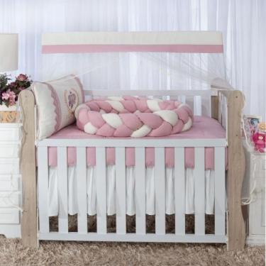 Imagem de Kit enxoval para berço modelo de trança condessa rosê menina barato - 