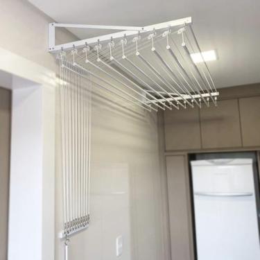 Imagem de Varal Indiviual de parede 12 varetas de 90 cm + Guia desvio de parede 