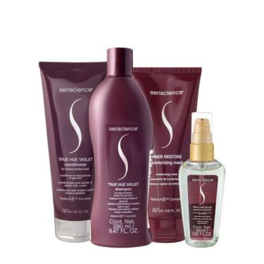 Imagem de Kit Senscience True Hue Violet Shampoo Condicionador Máscara 200 e Óle