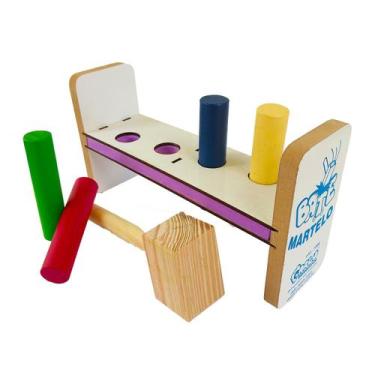 Imagem de Bate martelo brinquedo educativo madeira carlu