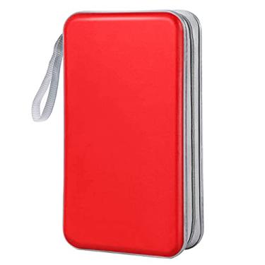 Imagem de Carteira para CD Bivisen, 80 Capacidade DVD VCD Media Blu-ray Capa Carteira Armazenamento Organizador, Vermelho