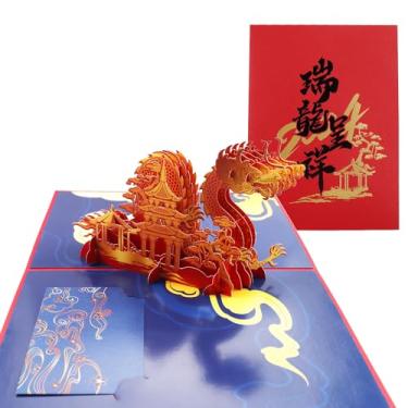 Imagem de hhdatc Feliz Ano Novo Chinês Dragão 2024 Cartão Pop Up 3D Cartões do Ano do Dragão, Desejo-lhe sorte cartão de felicitações de ano próspero com envelope