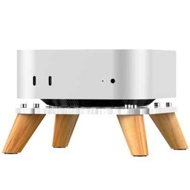 Imagem de AODUKE Bases de suporte de madeira transparente para Mac Mini M4/M4Pro, suporte vertical para base de computador macmini 2024, prateleiras de armazenamento, orifícios de ventilação na parte inferior