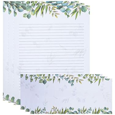 Imagem de Pacote com 72 folhas temáticas de papel papelaria, 36 peças de papel tipográfico vegetal com 36 peças de papel pautado para papel carta elegante (14 x 21 cm, 10 x 15 cm)