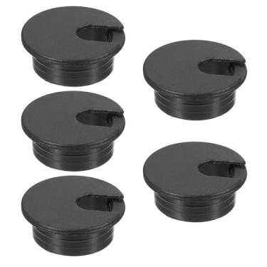 Imagem de PATIKIL Capa para furo de cabo, 5 peças de 35 mm para escritório, PC, organizador de cabos de mesa, preto