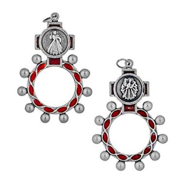 Imagem de Venerare Anel de terço tradicional de 5 cm | 6 temas sagrados duplos | Acessórios de oração | Presente católico para confirmação | Artigos domésticos cristãos, Metal Metal esmaltado