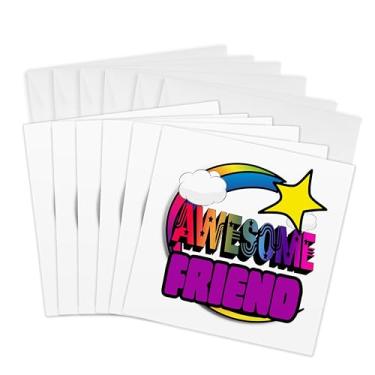 Imagem de 3dRose Cartões de felicitações de amigos incríveis do arco-íris, estrela cadente, 15 x 15 cm, conjunto de 6 (gc_201298_1)