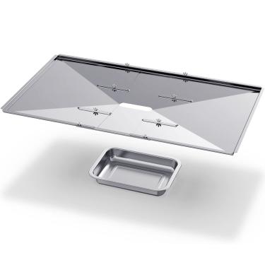 Imagem de Geesta Conjunto de bandeja de graxa para grelha, peças de substituição de grelha de aço inoxidável, 60 cm - 68 cm, pingadeiras ajustáveis para grelhas a gás da Dyna Glo, Nexgrill, grade de quintal, especialista, BHG, Kenmore e mais