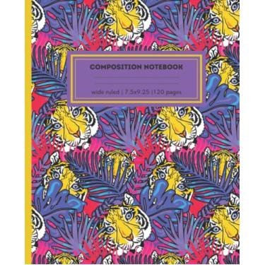 Imagem de Tiger composition notebook: Wide ruled composition notebook|Tiger floral notebook|"7.5x9.25"|120 pages.(composition notebooks)