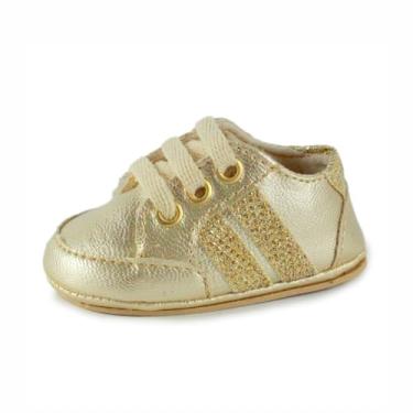 Imagem de Bebê-Sapatinhos recém-nascido e primeiros passos, forrado com tecido espumado14ao20 baby 1901B (Dourado Dourado, BR, Bebê, Numérico, 16)