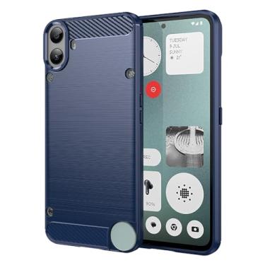 Imagem de Vavies Capa para celular Nothing CMF Phone 1 capa de fibra de carbono fina e macia TPU capa protetora de absorção de choque à prova de choque para celular Nada CMF Phone 1 azul marinho