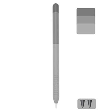 Imagem de Antetek Capa para iPencil colorida gradiente capa de silicone compatível com Apple Pencil 2ª geração, silicone durável, capa protetora, compatível com carregamento magnético (cinza)