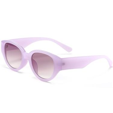 Imagem de HPIRME Óculos de sol femininos ovais retrô, óculos escuros UV400, óculos masculinos, roxo, roxo, tamanho único