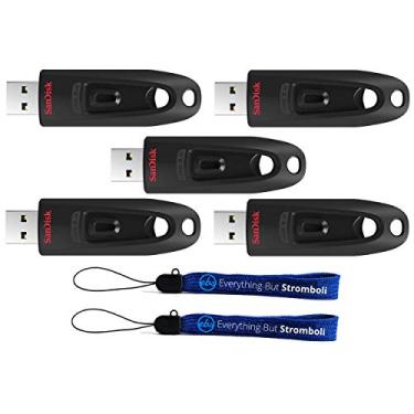 Imagem de SanDisk 128 GB Ultra USB 3.0 Pacote com 5 Unidades Flash Drive Portátil (SDCZ48-128G-U46) Pacote com (2) Cordões Everything But Stromboli