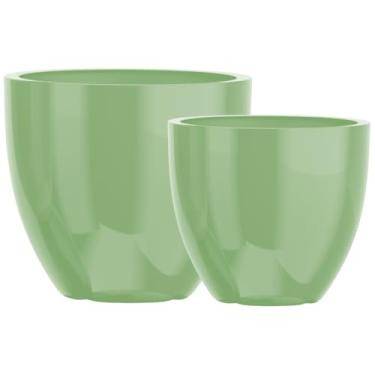 Imagem de Kit 2 Vasos Cachepot Fibra Vidro 57cm E 45cm Plantas Cores (Verde Claro)