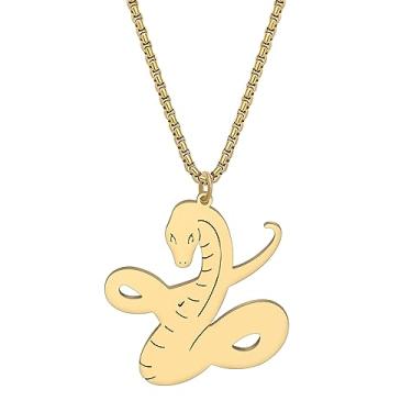 Imagem de YINYA Colar de cobra de aço inoxidável com pingente de cascavel de ouro 18K, joia para mulheres, presentes para mulheres, berloques, decoração de festa, Medium, Aço inoxidável, Sem Pedra Preciosa