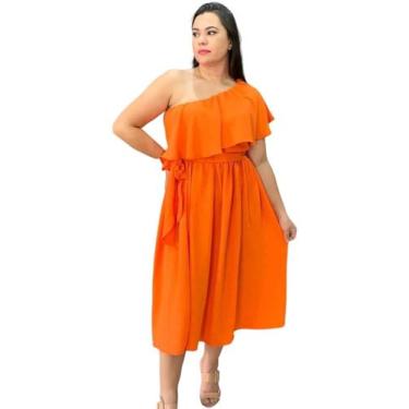 Imagem de Vestido Midi Elegante Ideal Para Festas E Eventos - Donna Lu, Laranja,
