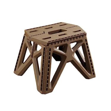 Imagem de KZGMMHY8 Banqueta portátil dobrável de plástico ao ar livre banco de pesca resistente e durável banco de acampamento (cor: estilo 1 (café), tamanho: 28,5 * 20 cm)