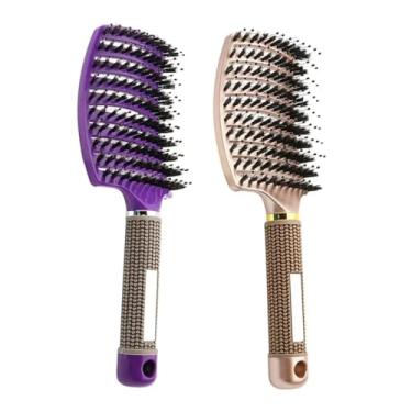 Imagem de Escova de cabelo ergonômica portátil com ventilação, conjunto de escova de cabelo para mulheres, pente de massagem no couro cabeludo, fino, grosso, cacheado, longo, molhado, seco (B)