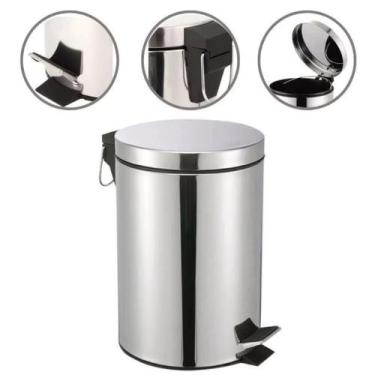 Imagem de Lixeira Inox C/ Pedal E Balde Cesto Lixo Removível 11l Banheiro Cozinh