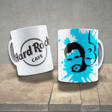 Imagem de Caneca De Porcelana 325ml Decorada ícones Da Música Renato Russo