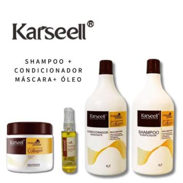Imagem de Karseell Kit Máscara Hidratante 500g Shampoo 1Lt  Condicionador 1Lt Òl