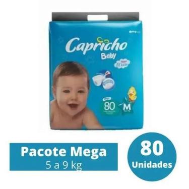 Imagem de Fralda Capricho Baby Mega 1 Pacote Tamanho M - De 5 á 9 Kg Com 80 Unid
