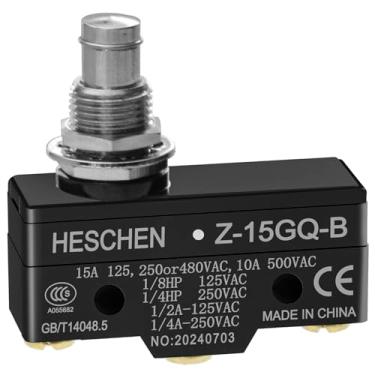 Imagem de Heschen Micro interruptor de uso geral Z-15GQ-B, êmbolo de montagem em painel, operação média, terminal de 3 parafusos, corrente nominal de 15A
