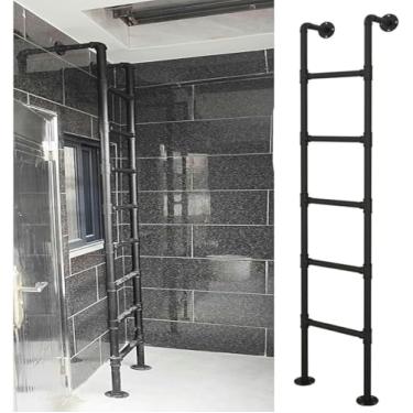 Imagem de Escada de metal para piso para loft doméstico, escada de saída de entrada, escada de escape de poço de janela, carrega 150 kg e fácil de instalar, para dormitório, biblioteca, cama, deck, trailer