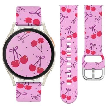 Imagem de Watbro Pulseira de relógio Bowknot compatível com Samsung Galaxy Watch 7/FE/6/5/4 com pingentes, pulseira esportiva de silicone macio de 20 mm para relógio inteligente Vivoactive 5/Vivoactive 3