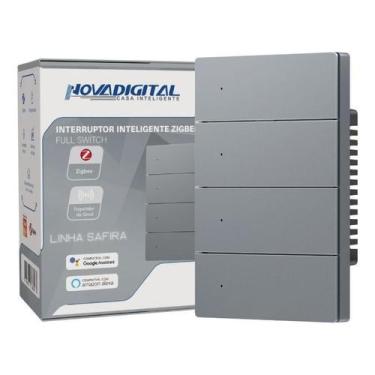 Imagem de Interruptor Tecla Fisica 4 Botões 4x2 Zigbee com Led NovaDigital Grafi