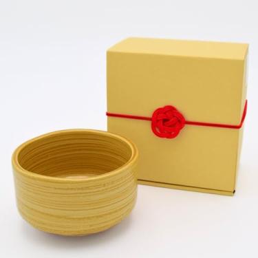 Imagem de Product of Gifu Japan Tigela de matcha de cerâmica, xícara de chá verde japonesa Chawan feita à mão, tigela de mistura Matcha, 400 ml, padrão de pincelada, amarelo, presentes japoneses