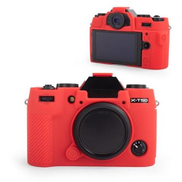 Imagem de MUZIRI KINOKOO Capa de silicone compatível com câmera digital Fujifilm X-T50 XT50, capa protetora de borracha macia Fuji XT50 X-T50 com superfície fosca - aderência aprimorada à câmera - vermelha